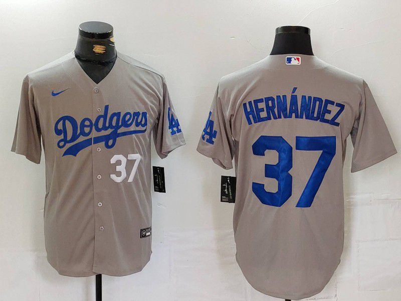 Men Los Angeles Dodgers #37 Hernandez Grey Nike Game 2024 MLB Jersey style 7242
